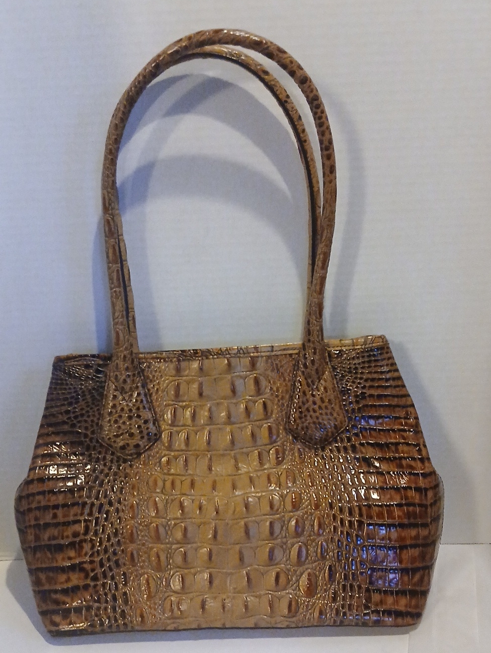 Brahmin Croc-Embossed Shoulder Tote In Brown